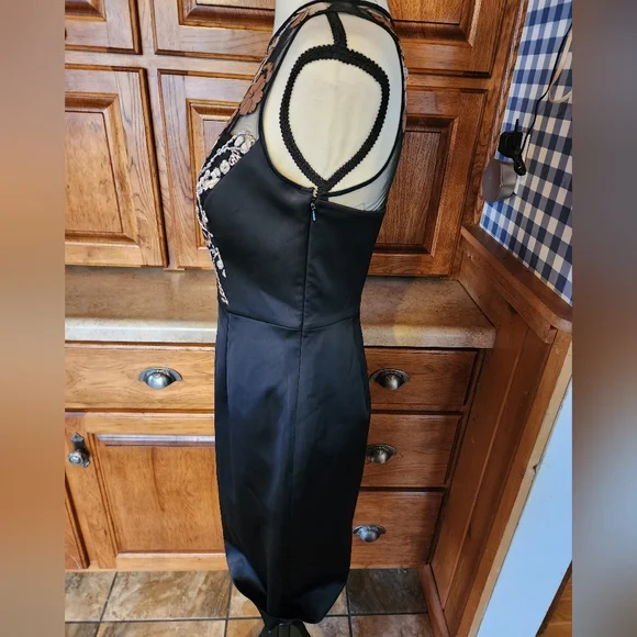 Coast Hermosa Dress Black Duchess Satin Sleeveless Size 4 (NWT) - Picture 11 of 16